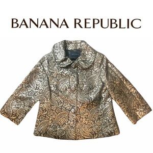 BANANA REPUBLIC gold floral metallic button blazer jacket coat size medium